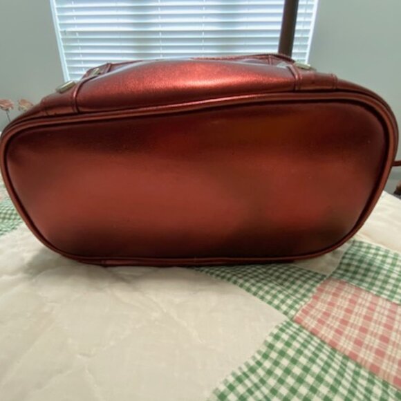 Vintage AVON * METALLIC Red MAKEUP Toiletry CASE * small TRAIN CASE SatchelPURSE - Picture 8 of 10